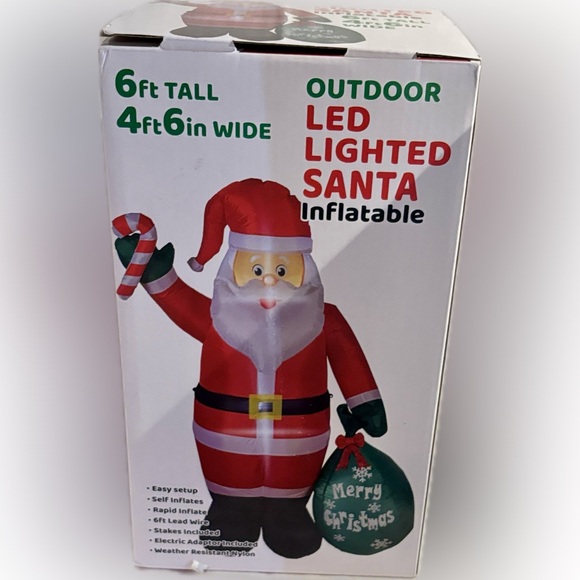 Kohl's Other - Christmas Inflatable 6' Santa Outdoor LED Lighted NEW Sealed Box